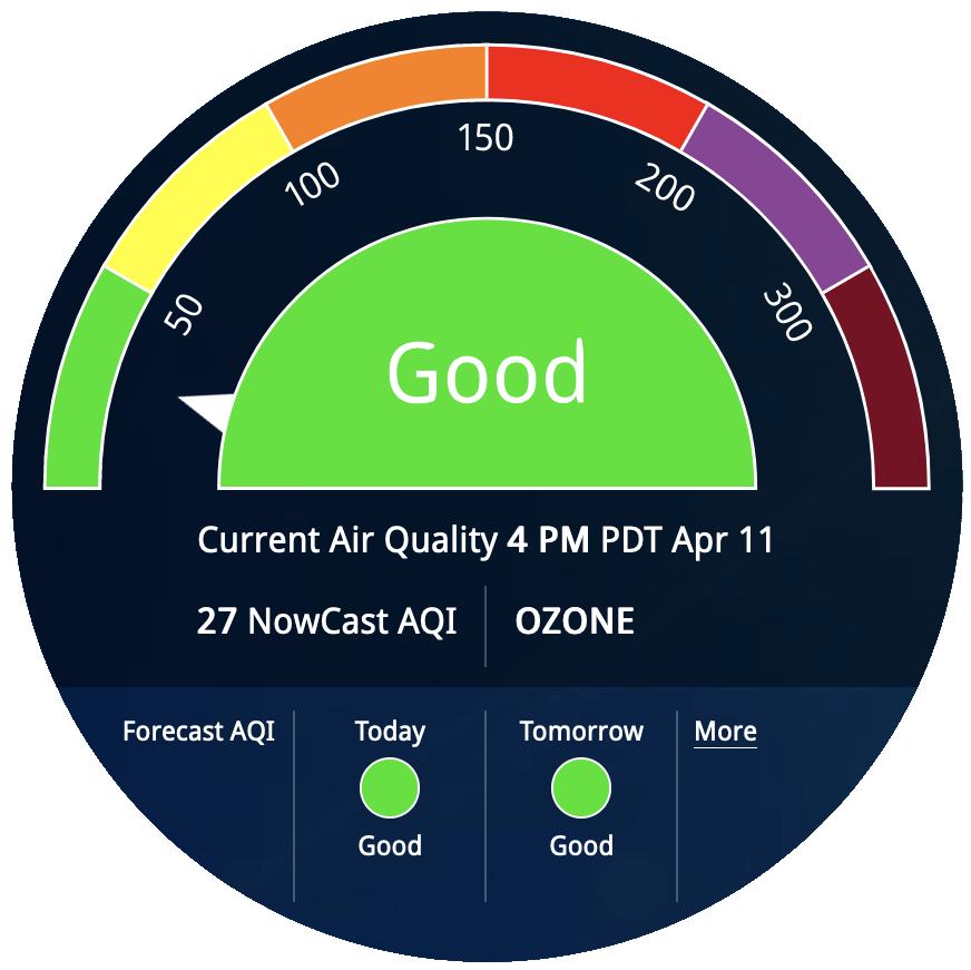 Example AirNow.gov badge displaying the color scale